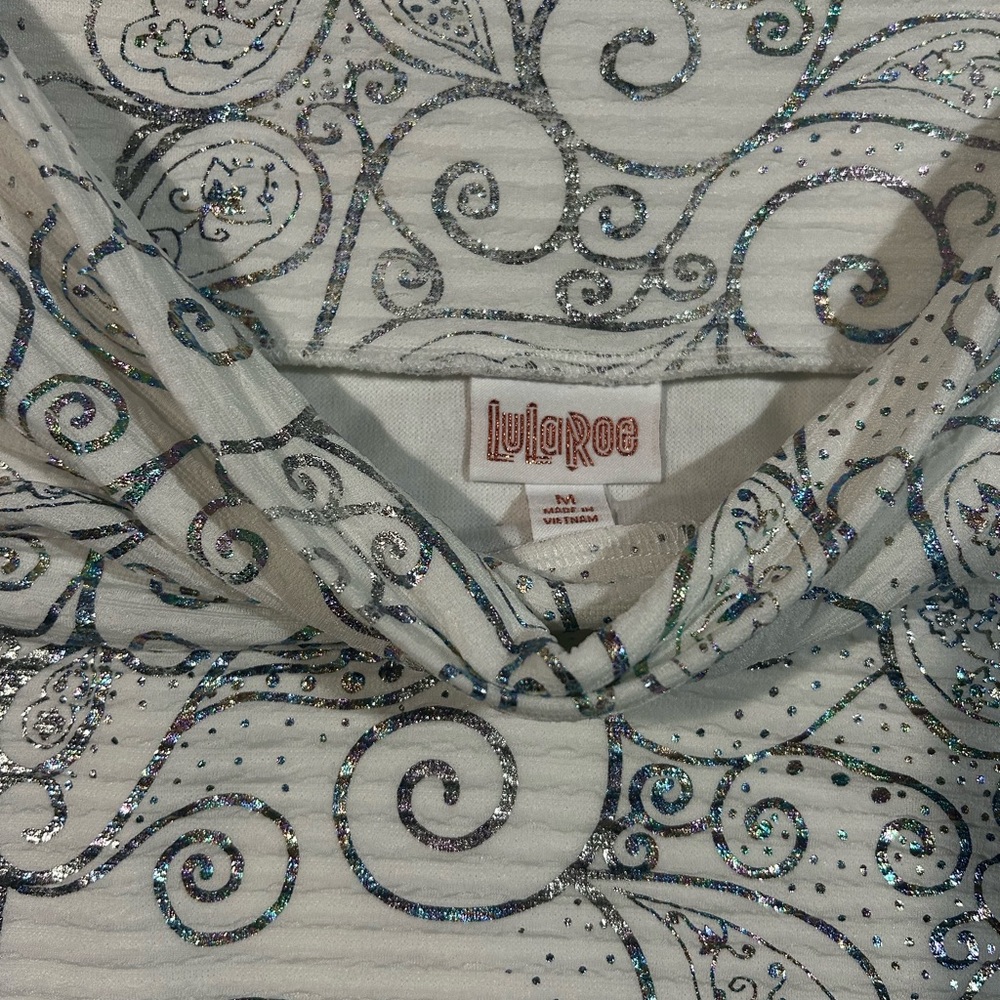 LuLaRoe Elegant Silver Patterned Women's Cassie Pencil Skirt - Picture 6 of 7